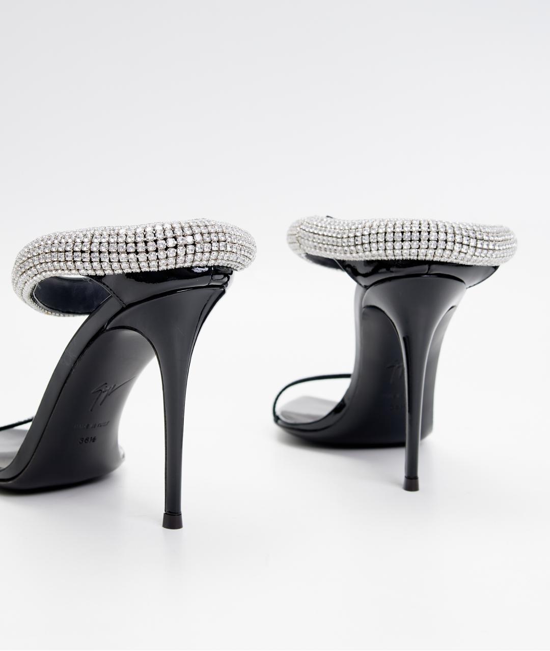 GIUSEPPE ZANOTTI DESIGN Черные кожаные босоножки, фото 5