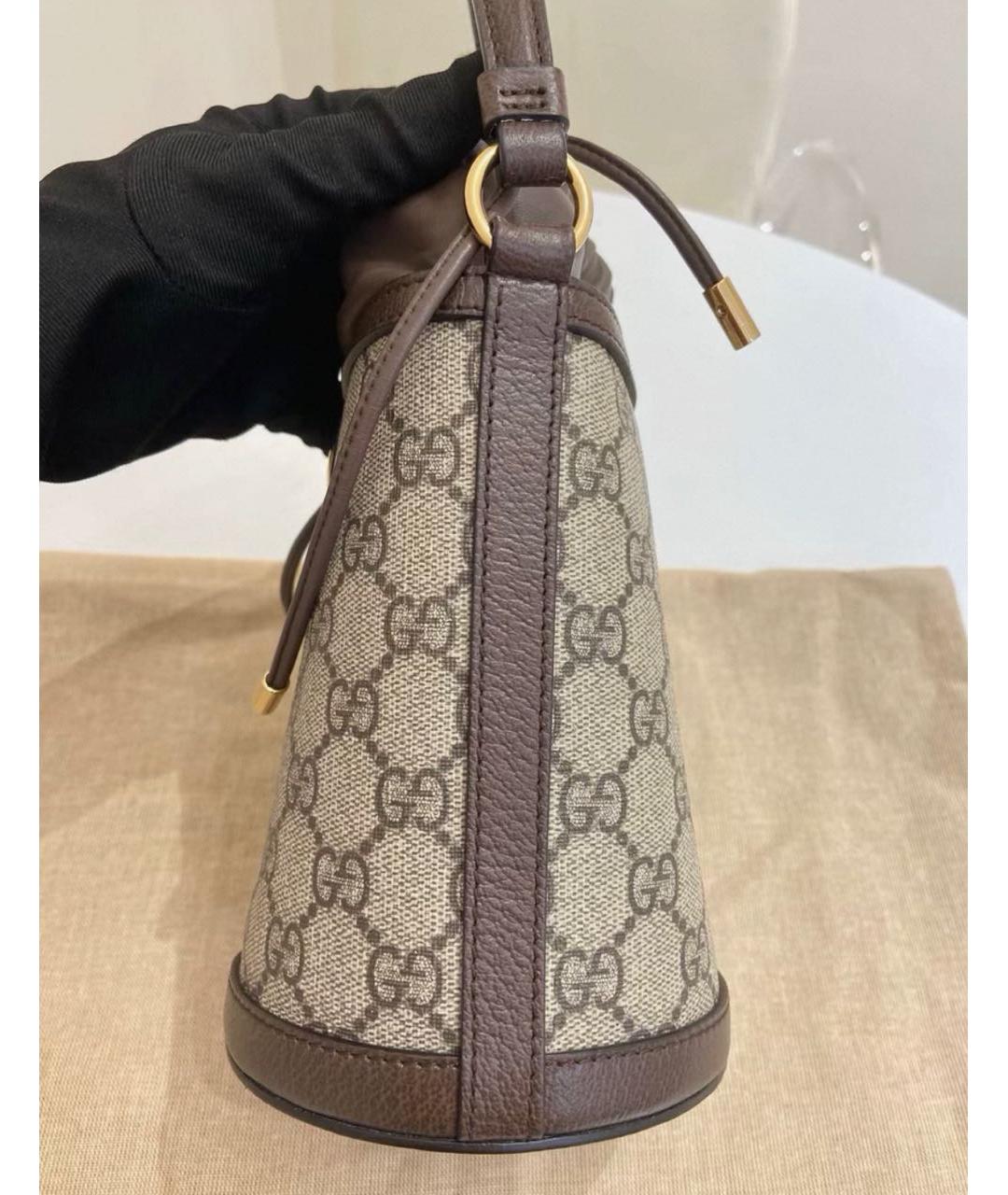 GUCCI Коричневая кожаная сумка тоут, фото 3