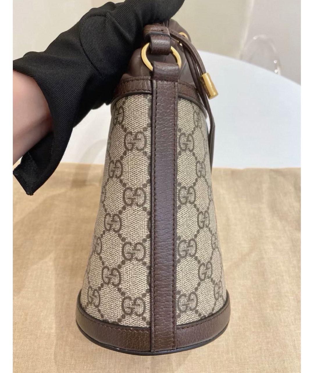 GUCCI Коричневая кожаная сумка тоут, фото 4