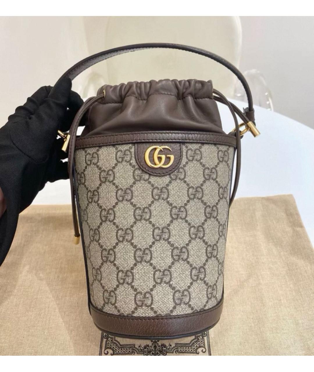 GUCCI Коричневая кожаная сумка тоут, фото 8