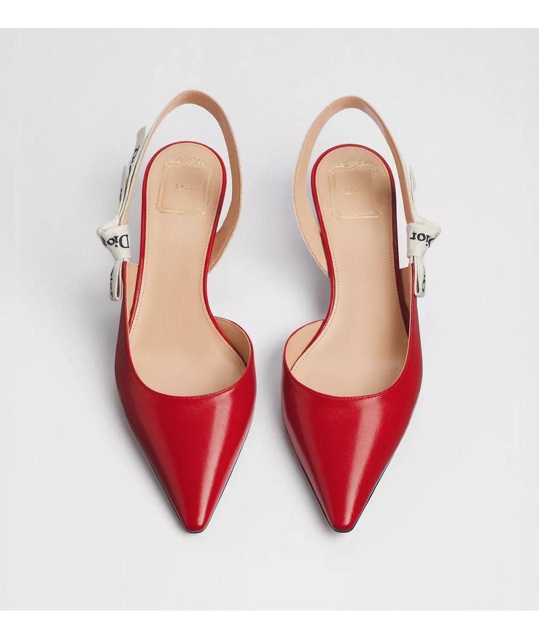 CHRISTIAN DIOR Красные кожаные лодочки на низком каблуке, фото 3
