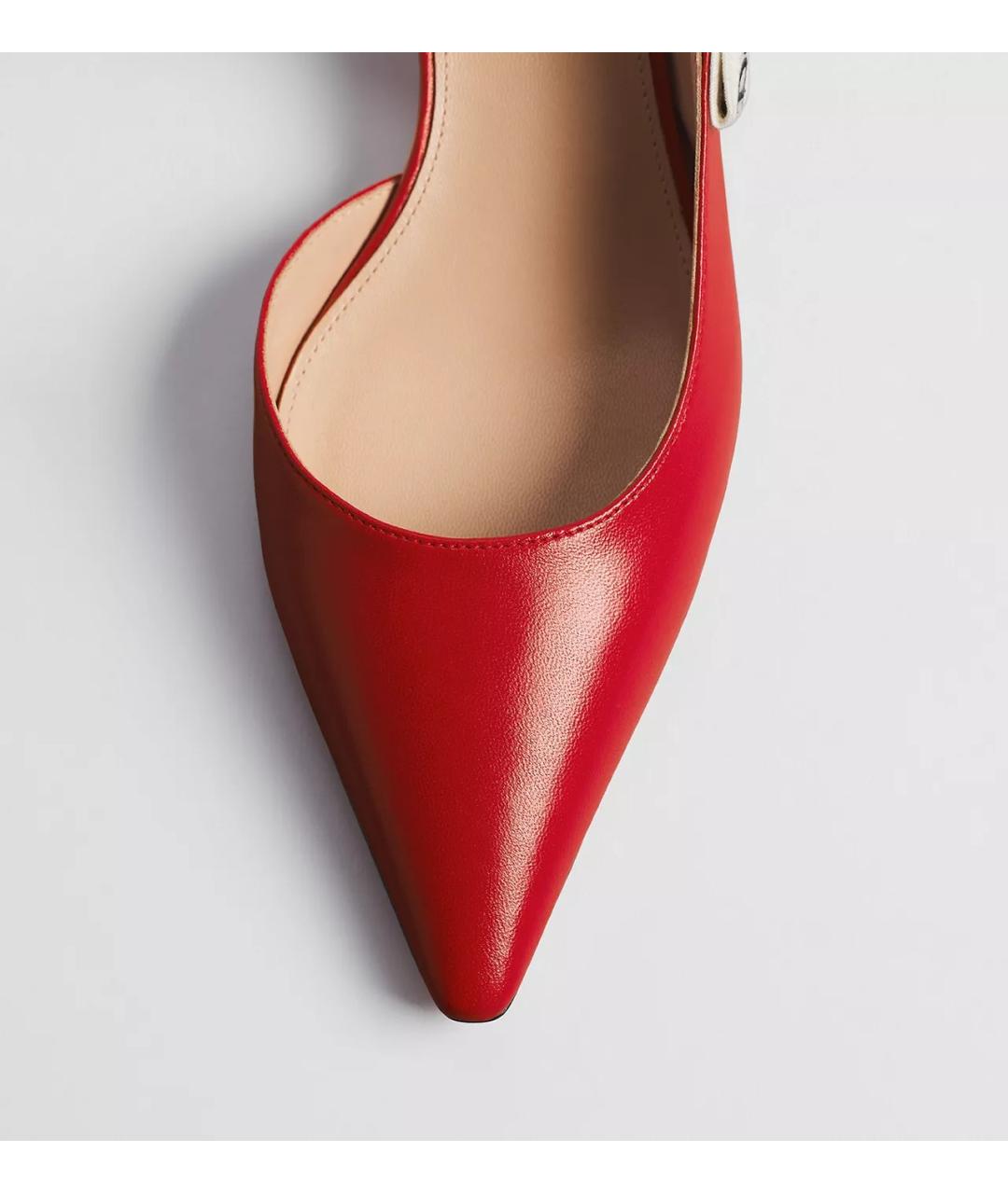 CHRISTIAN DIOR Красные кожаные лодочки на низком каблуке, фото 4