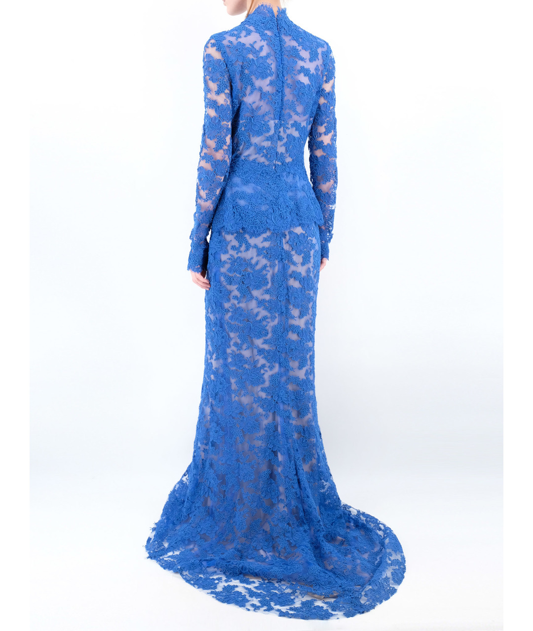 REEM ACRA Синее хлопковое вечернее платье, фото 3