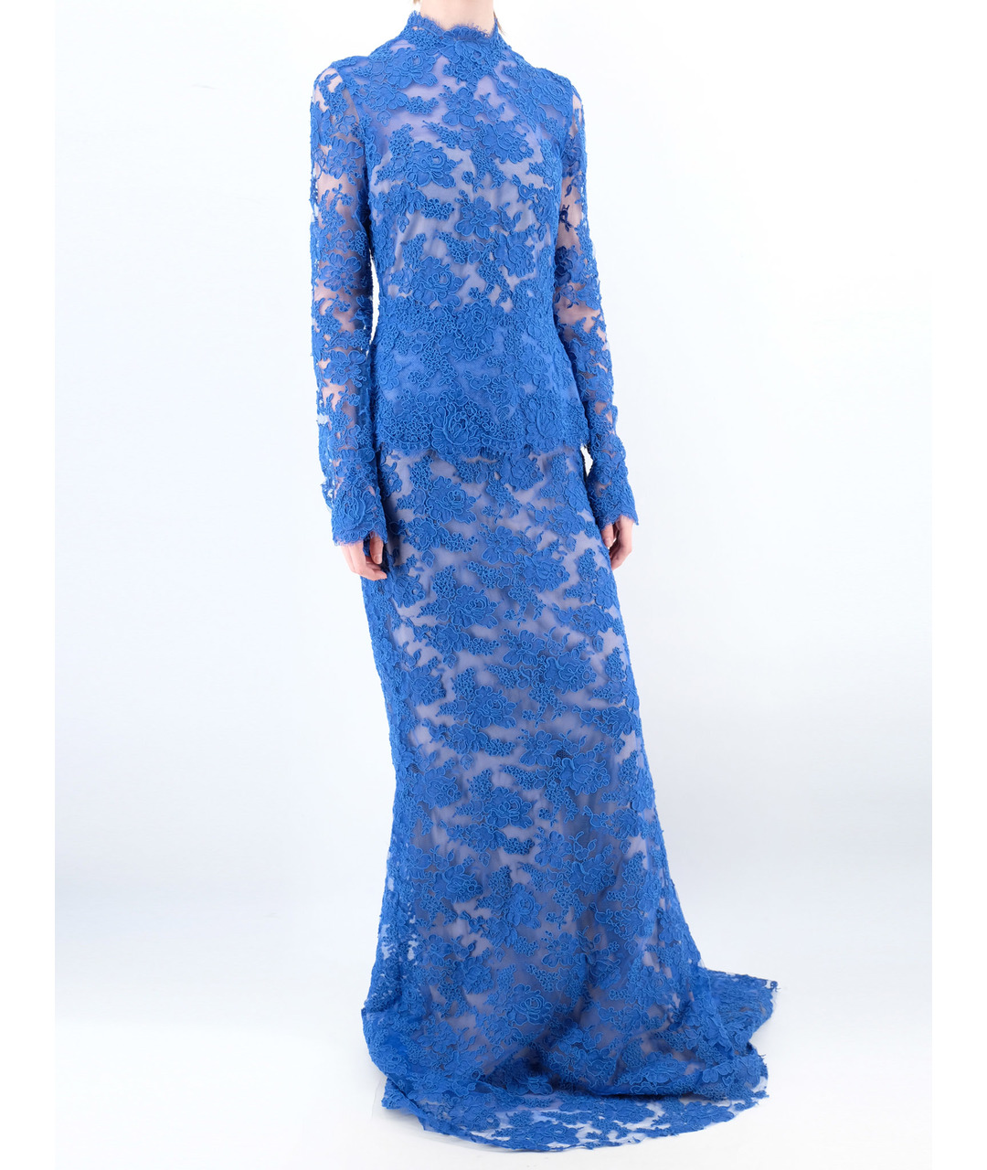 REEM ACRA Синее хлопковое вечернее платье, фото 2