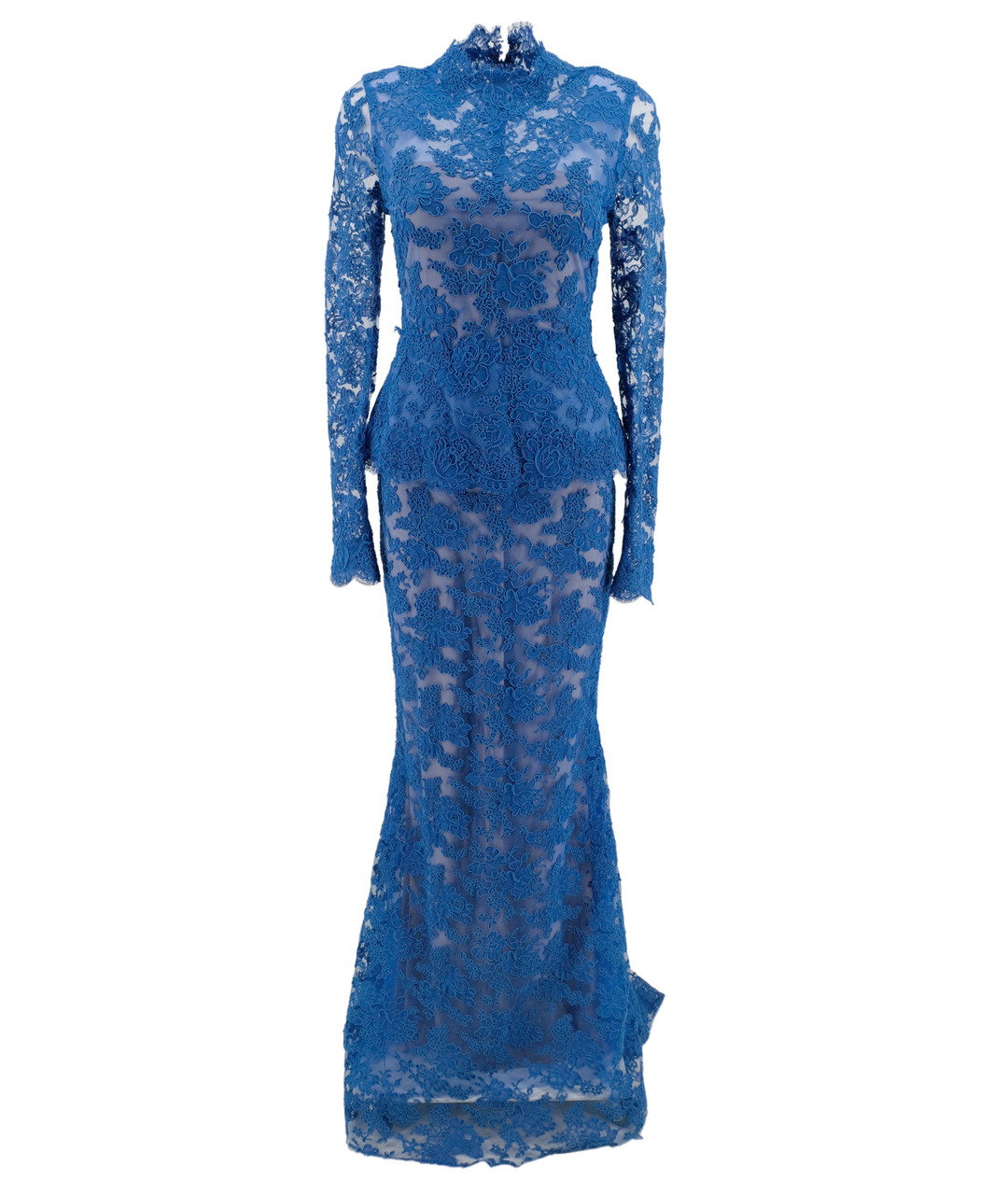 REEM ACRA Синее хлопковое вечернее платье, фото 1