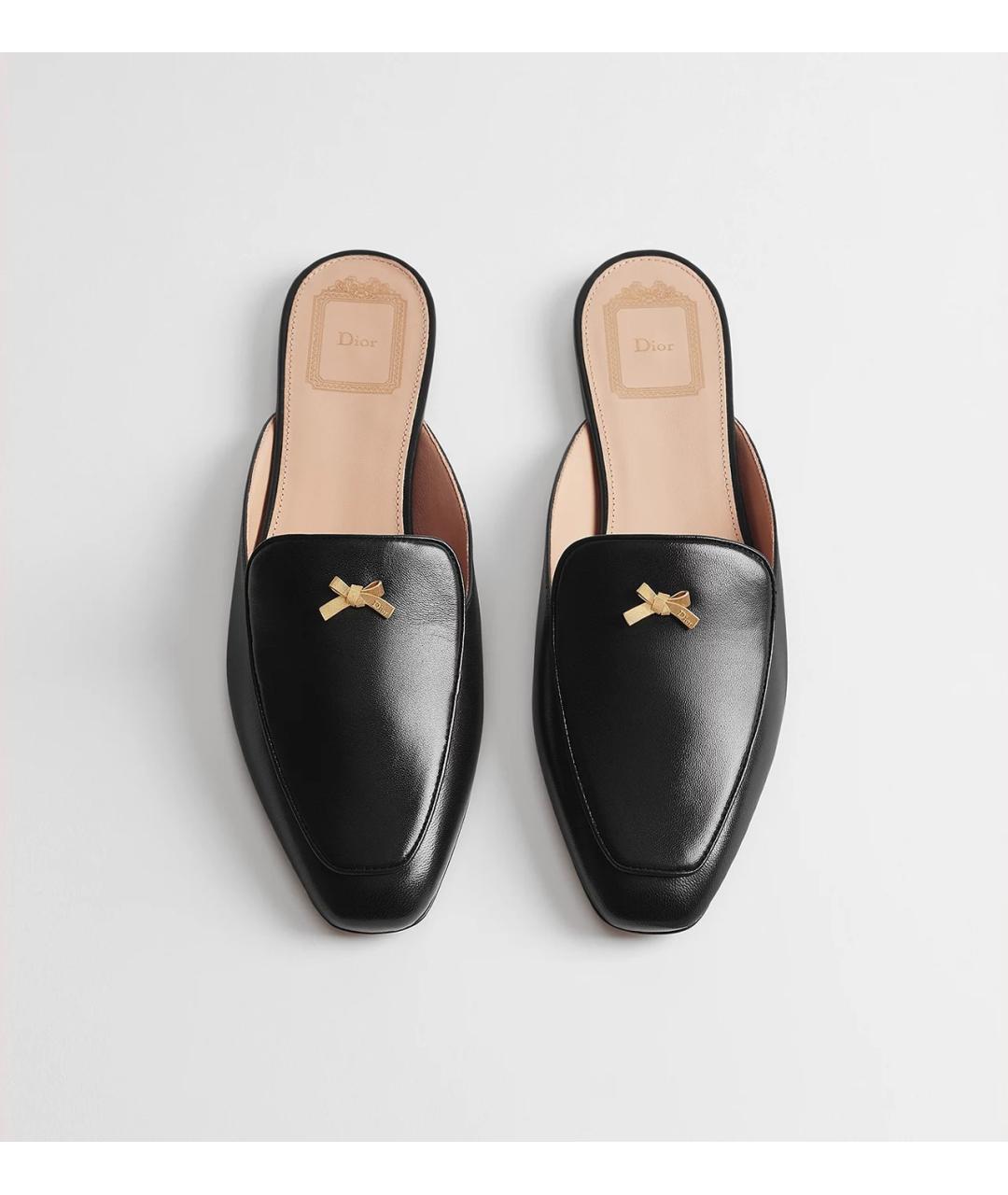 CHRISTIAN DIOR Черные кожаные мюли, фото 3