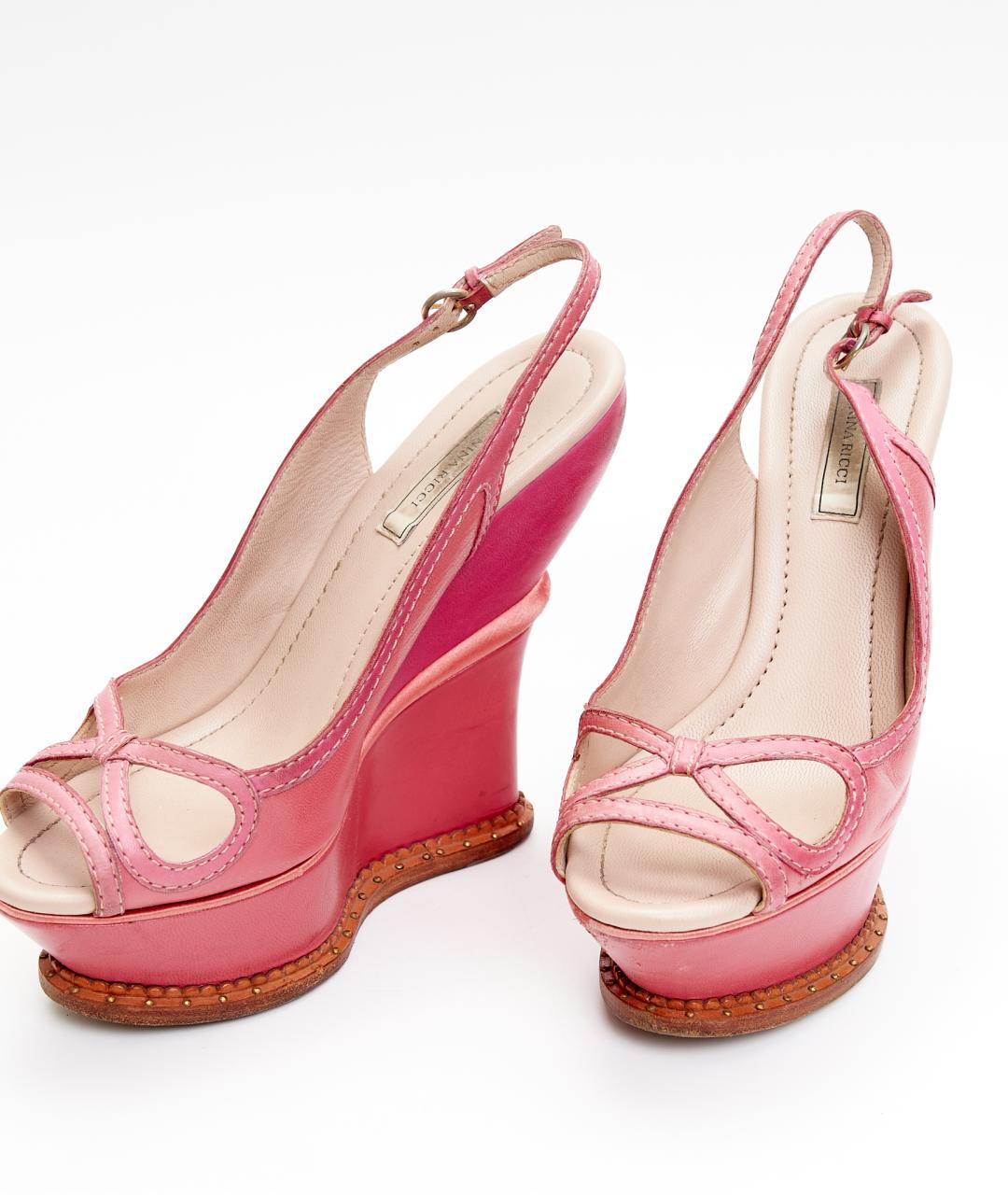 NINA RICCI Розовые кожаные босоножки, фото 4