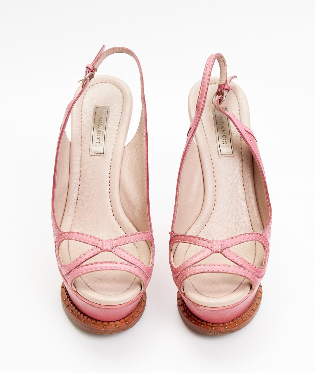 NINA RICCI Розовые кожаные босоножки, фото 3