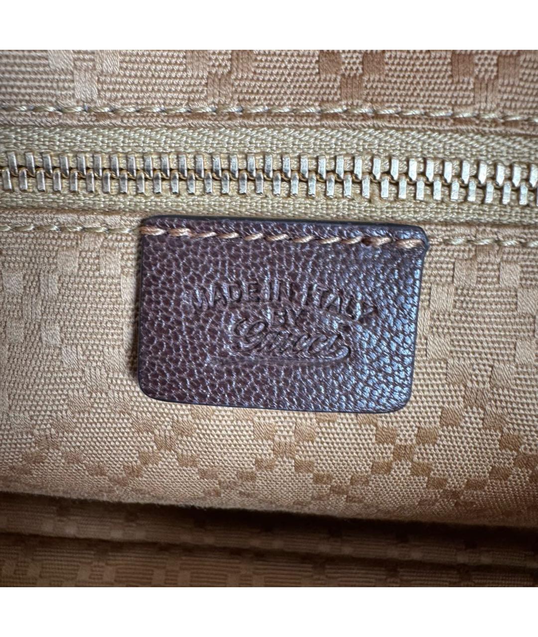 GUCCI Коричневая тканевая сумка с короткими ручками, фото 8
