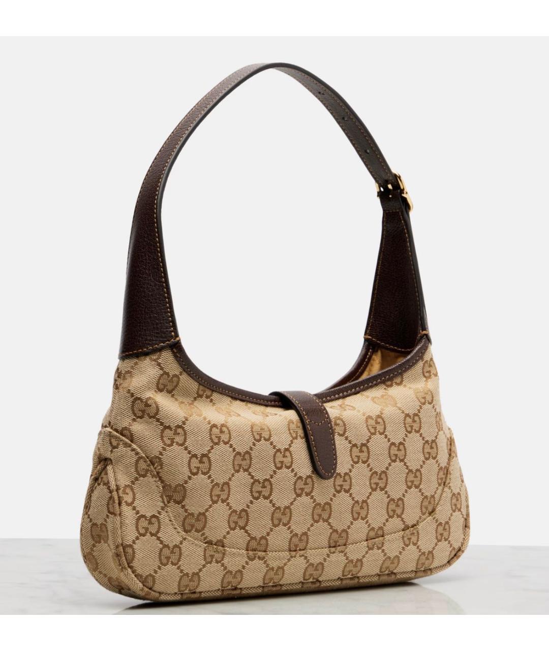 GUCCI Коричневая тканевая сумка с короткими ручками, фото 2