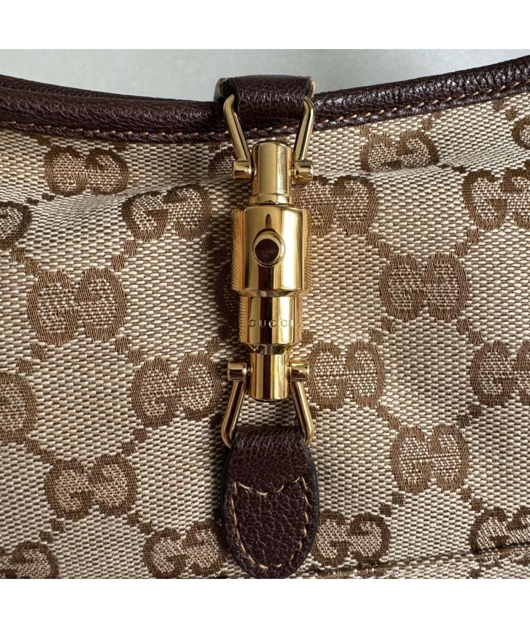 GUCCI Коричневая тканевая сумка с короткими ручками, фото 6