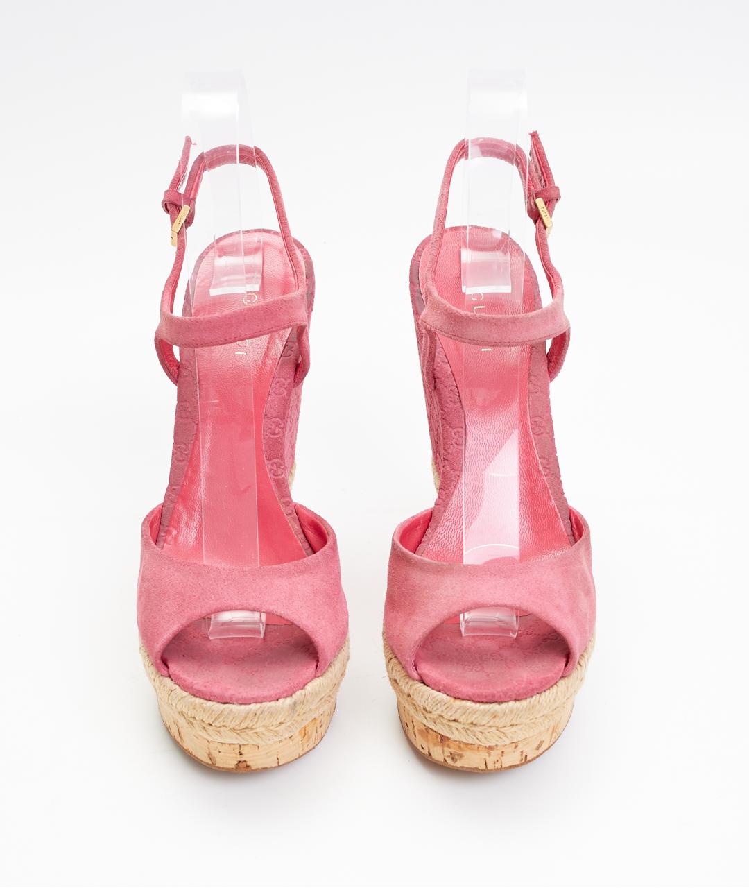 GUCCI Розовые замшевые босоножки, фото 4