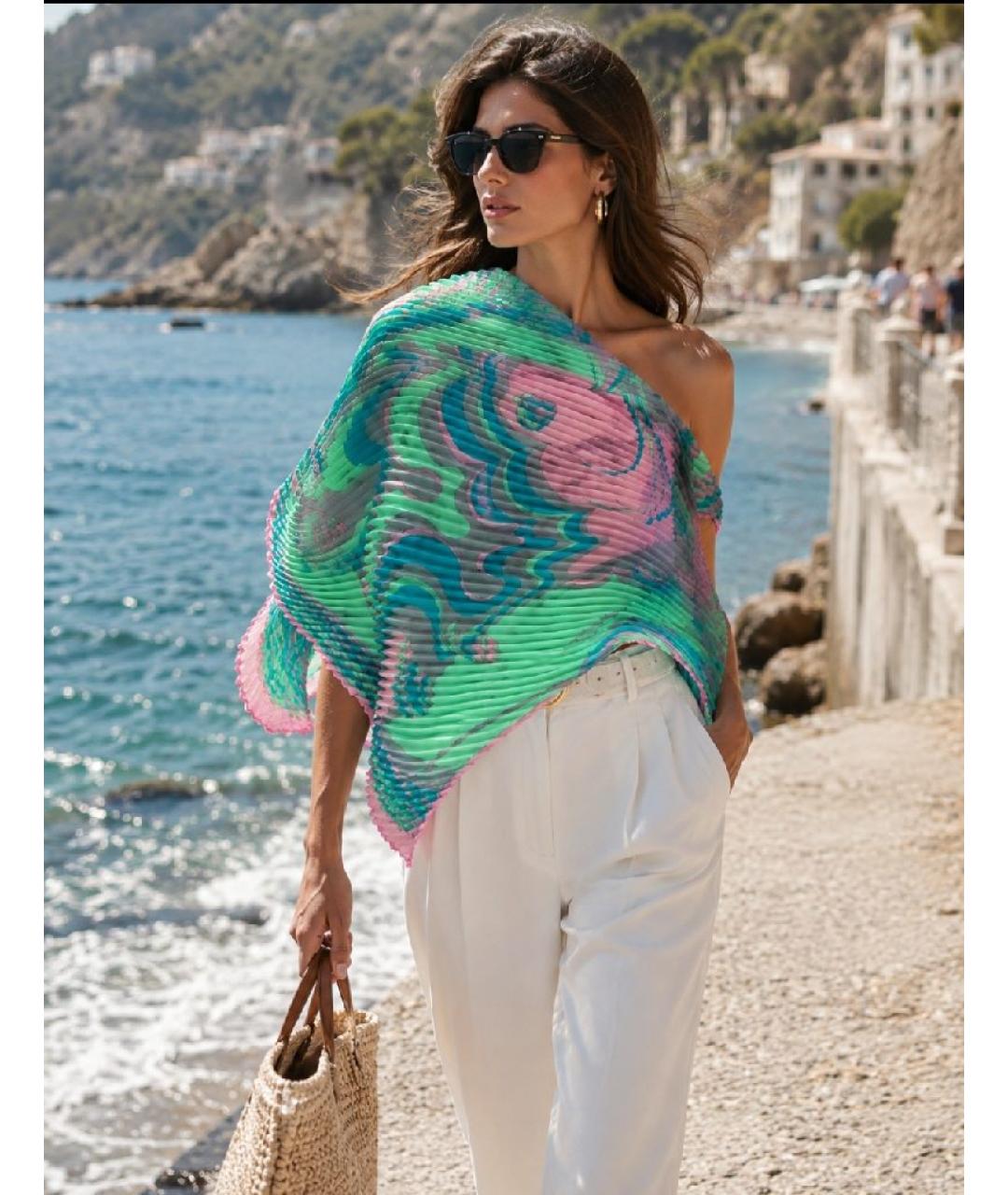 EMILIO PUCCI Бирюзовый шелковый платок, фото 6