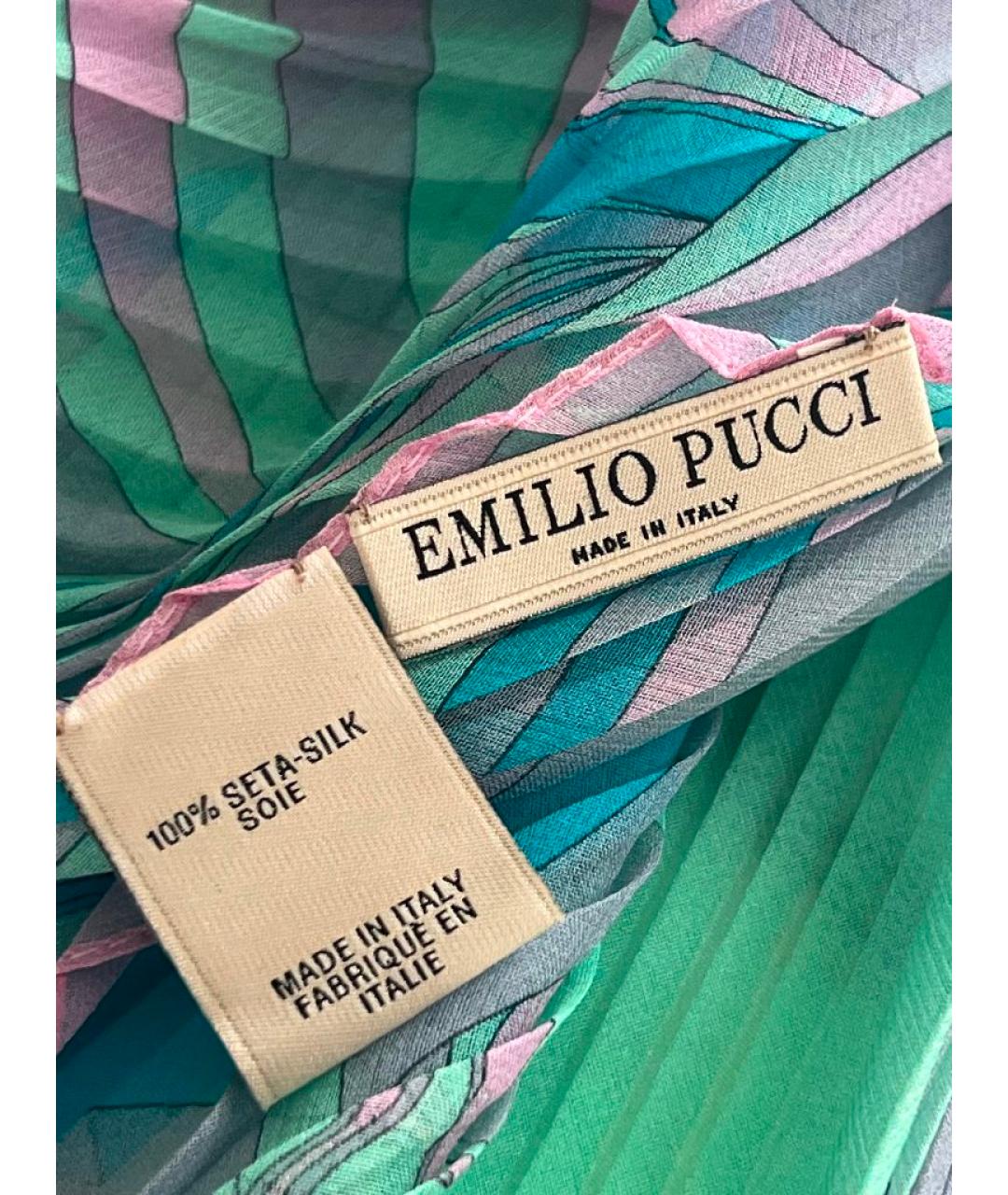 EMILIO PUCCI Бирюзовый шелковый платок, фото 5