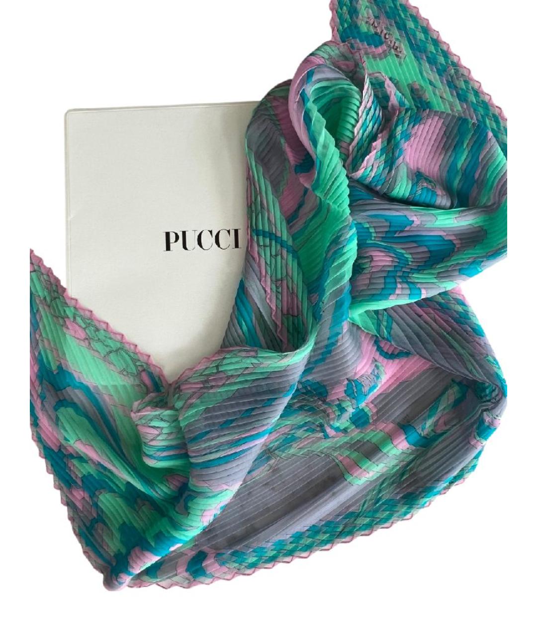 EMILIO PUCCI Бирюзовый шелковый платок, фото 3