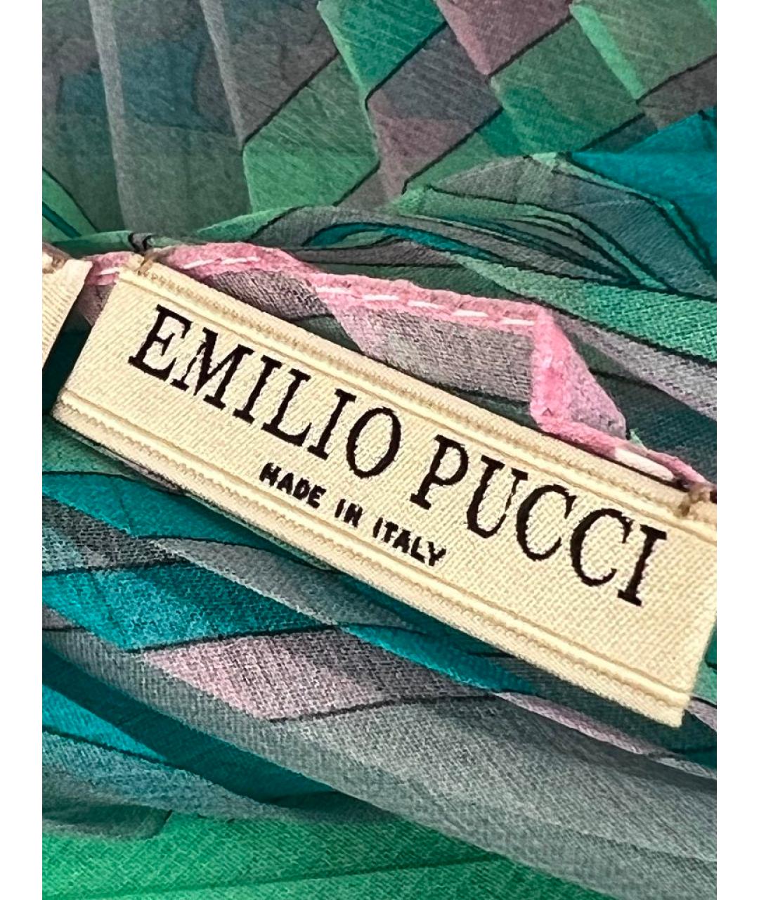 EMILIO PUCCI Бирюзовый шелковый платок, фото 4