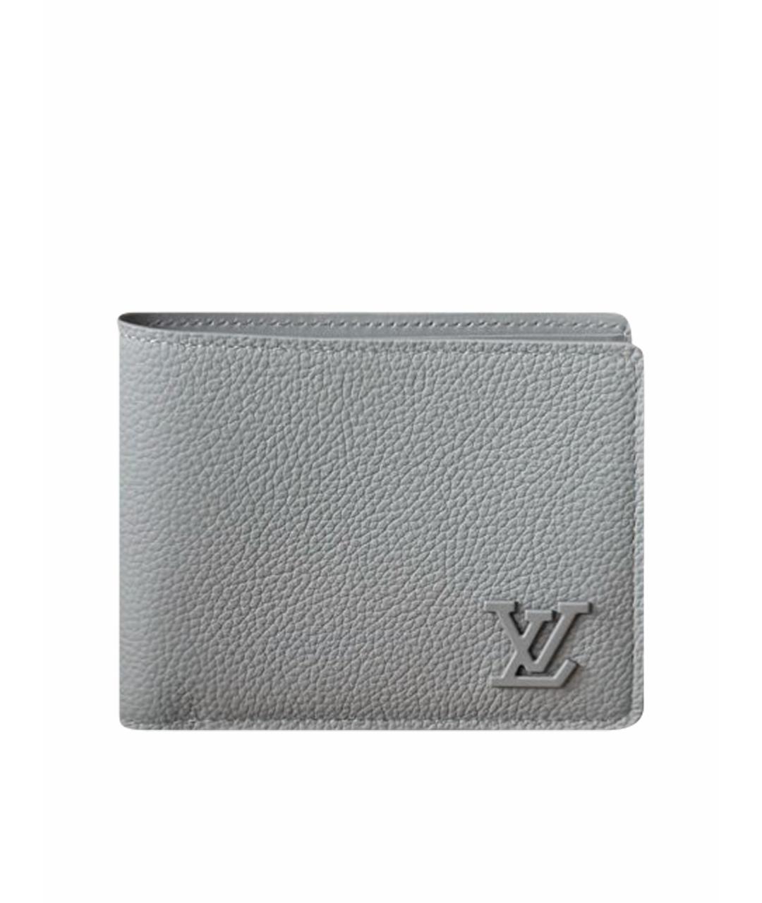 LOUIS VUITTON Серый кожаный кошелек, фото 5