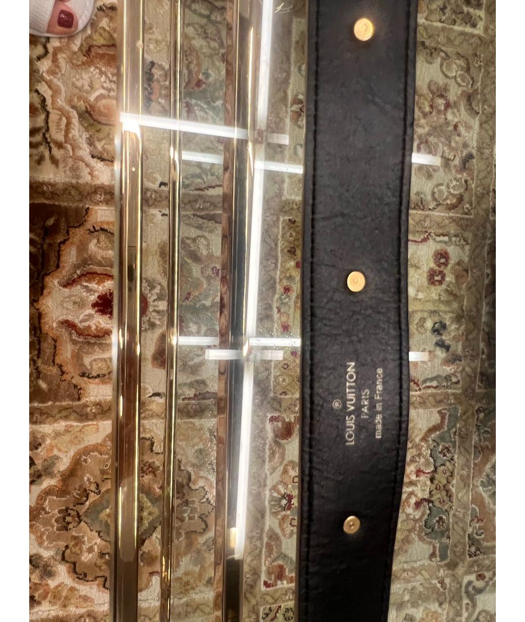 LOUIS VUITTON Черный кожаный ремень, фото 3