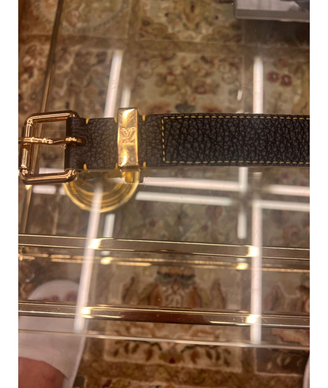 LOUIS VUITTON Черный кожаный ремень, фото 2