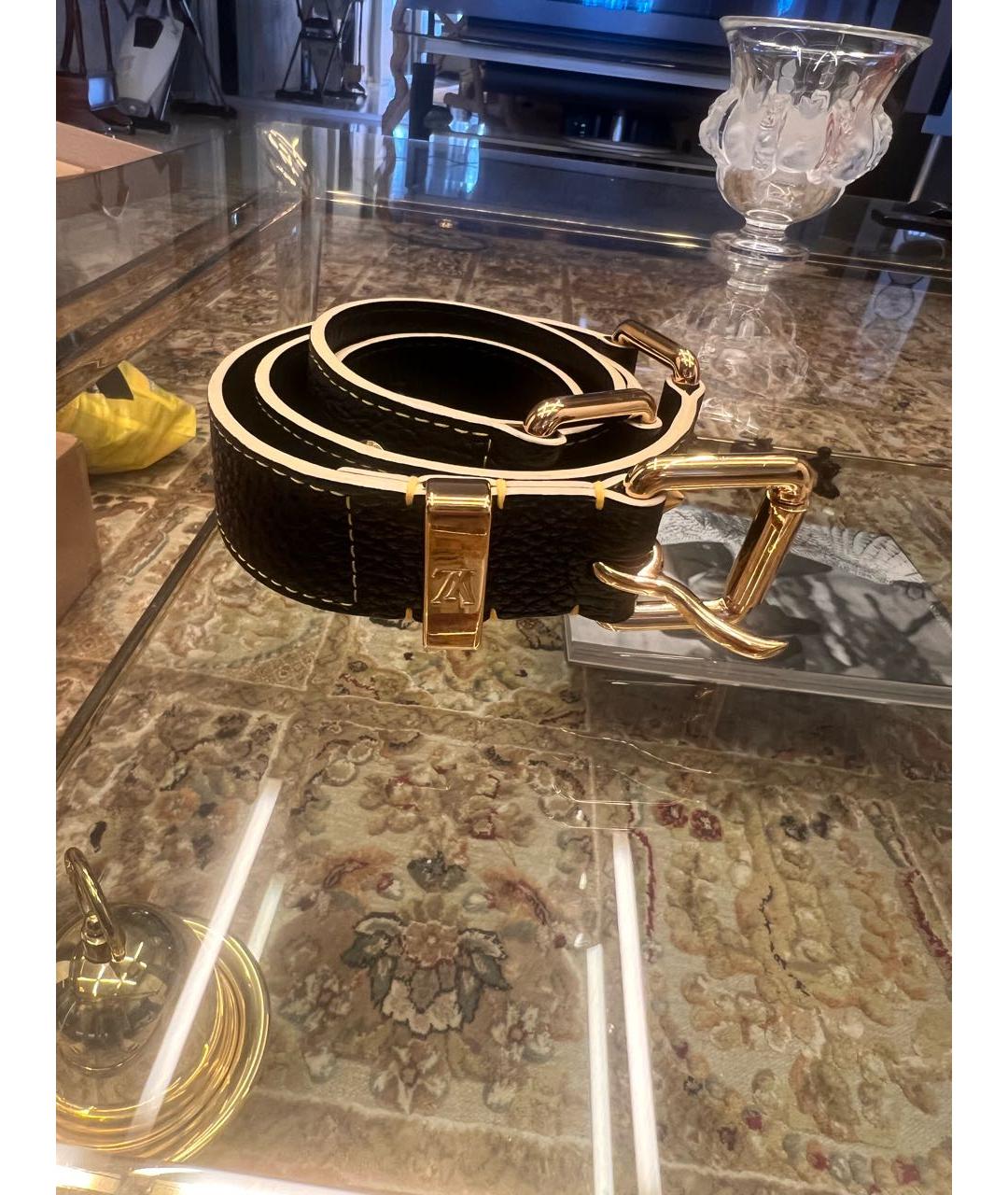 LOUIS VUITTON Черный кожаный ремень, фото 5