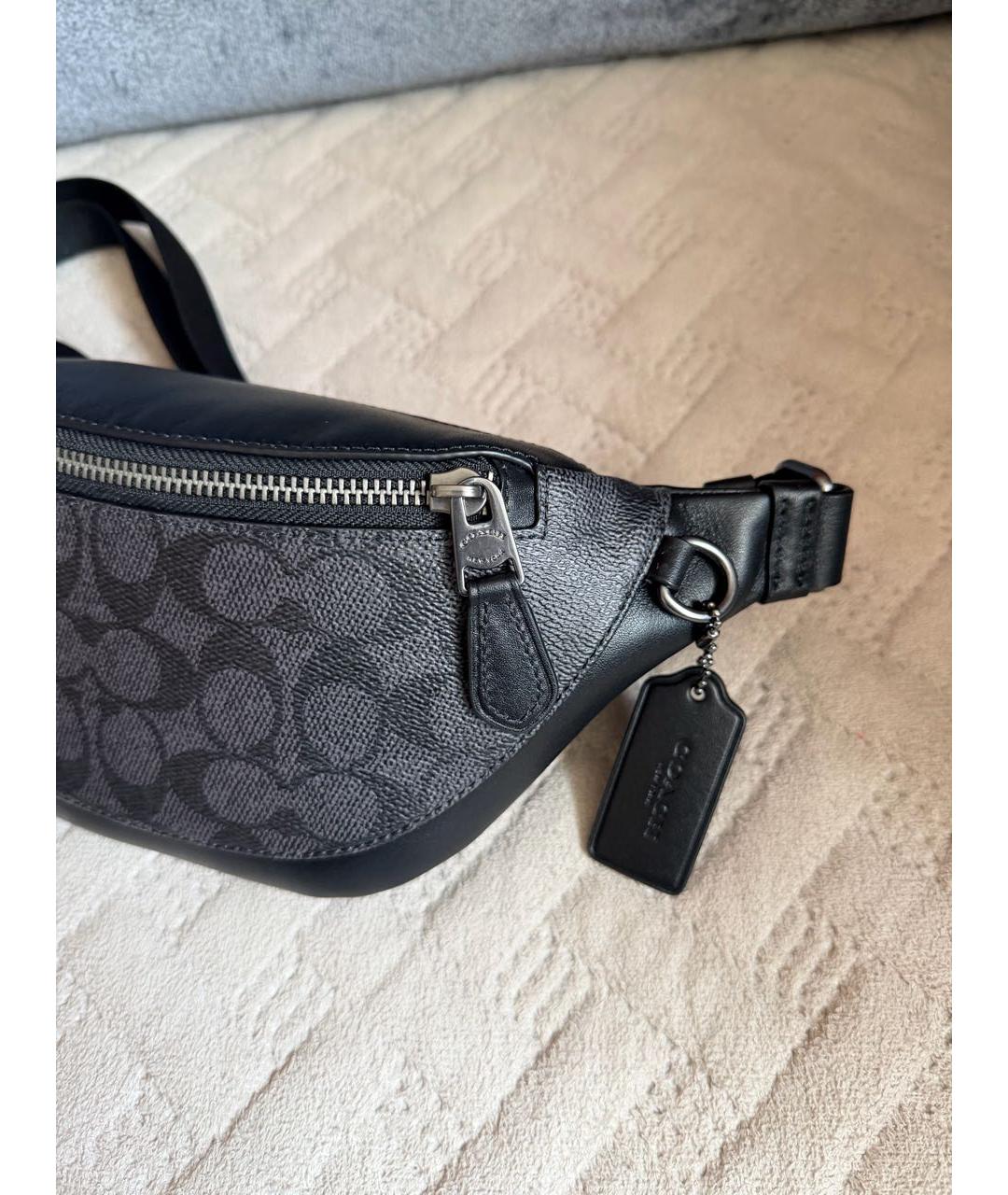 COACH Черная поясная сумка из канвы, фото 6