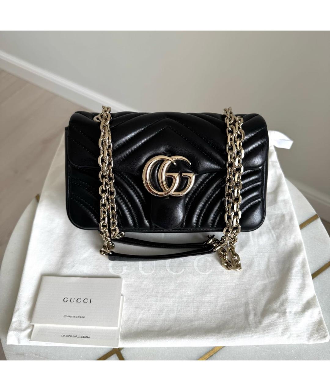 GUCCI Черная кожаная сумка через плечо, фото 5