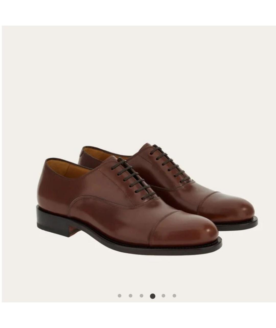 FERRAGAMO Коричневые кожаные низкие ботинки, фото 9
