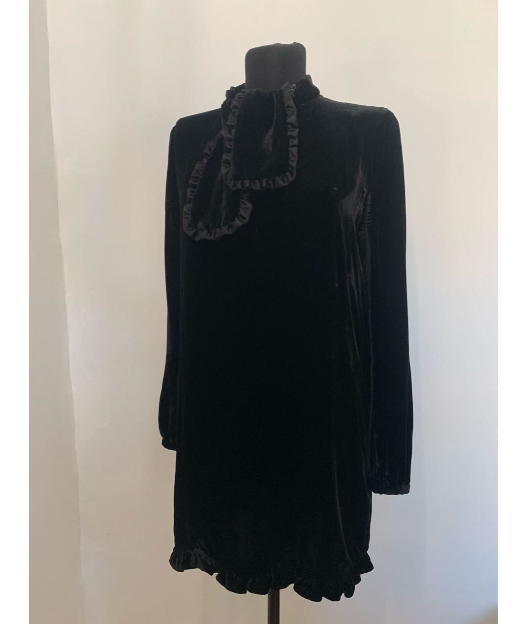 SAINT LAURENT Черное бархатное повседневное платье, фото 2