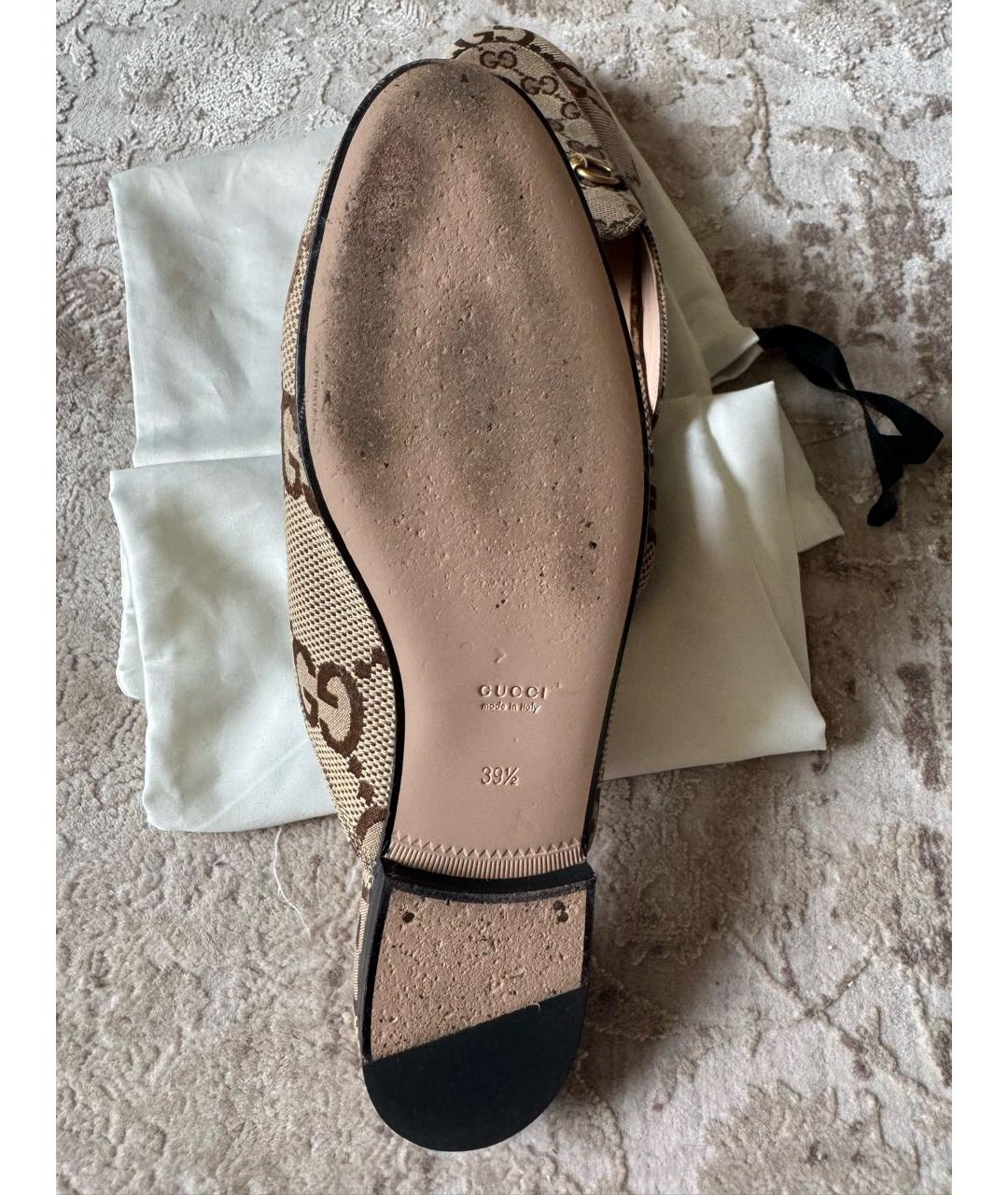 GUCCI Бежевые текстильные мюли, фото 4