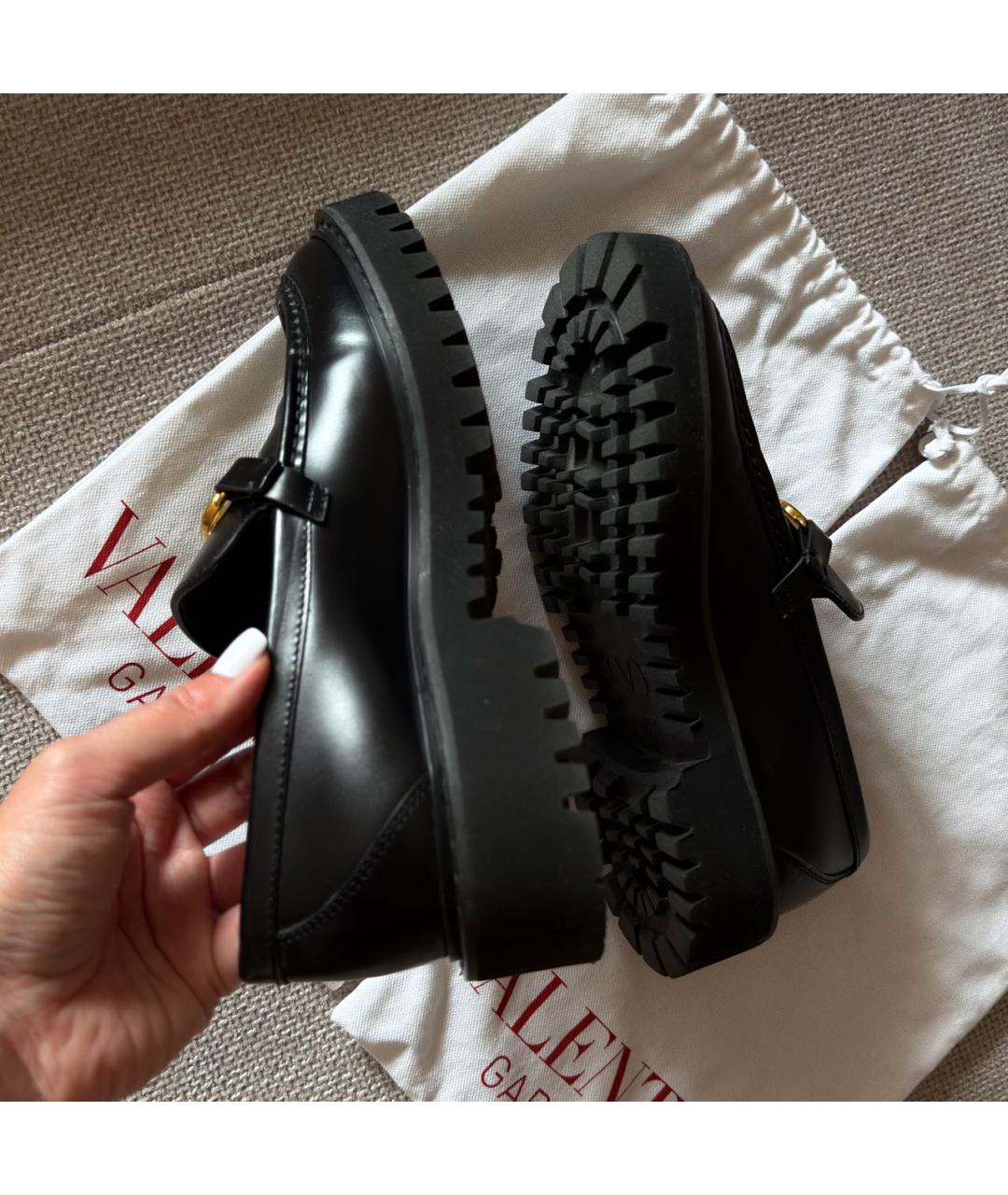 VALENTINO Черные кожаные лоферы, фото 5
