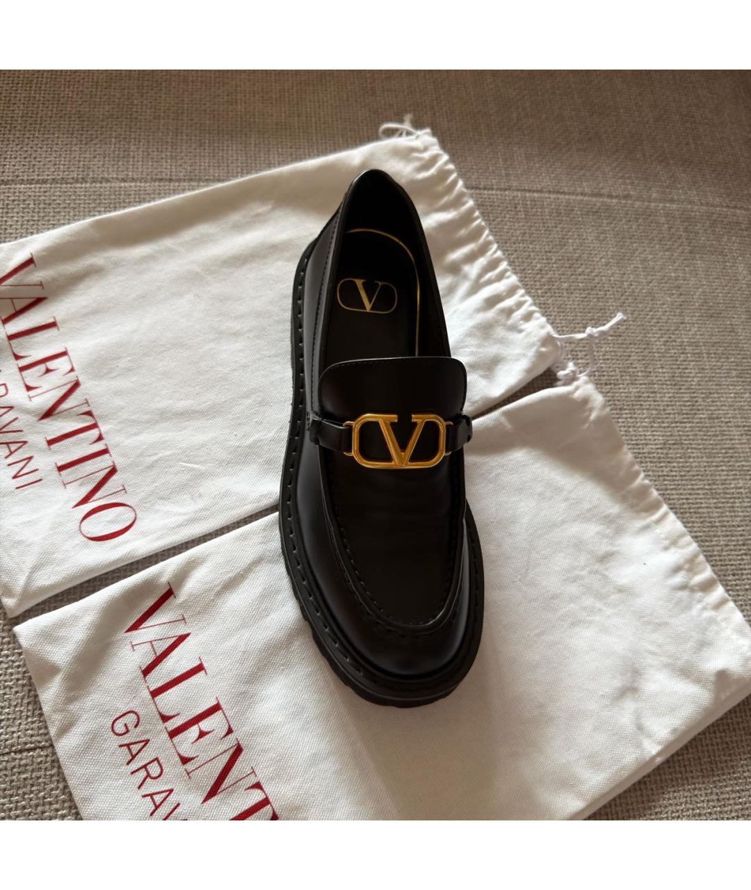 VALENTINO Черные кожаные лоферы, фото 2