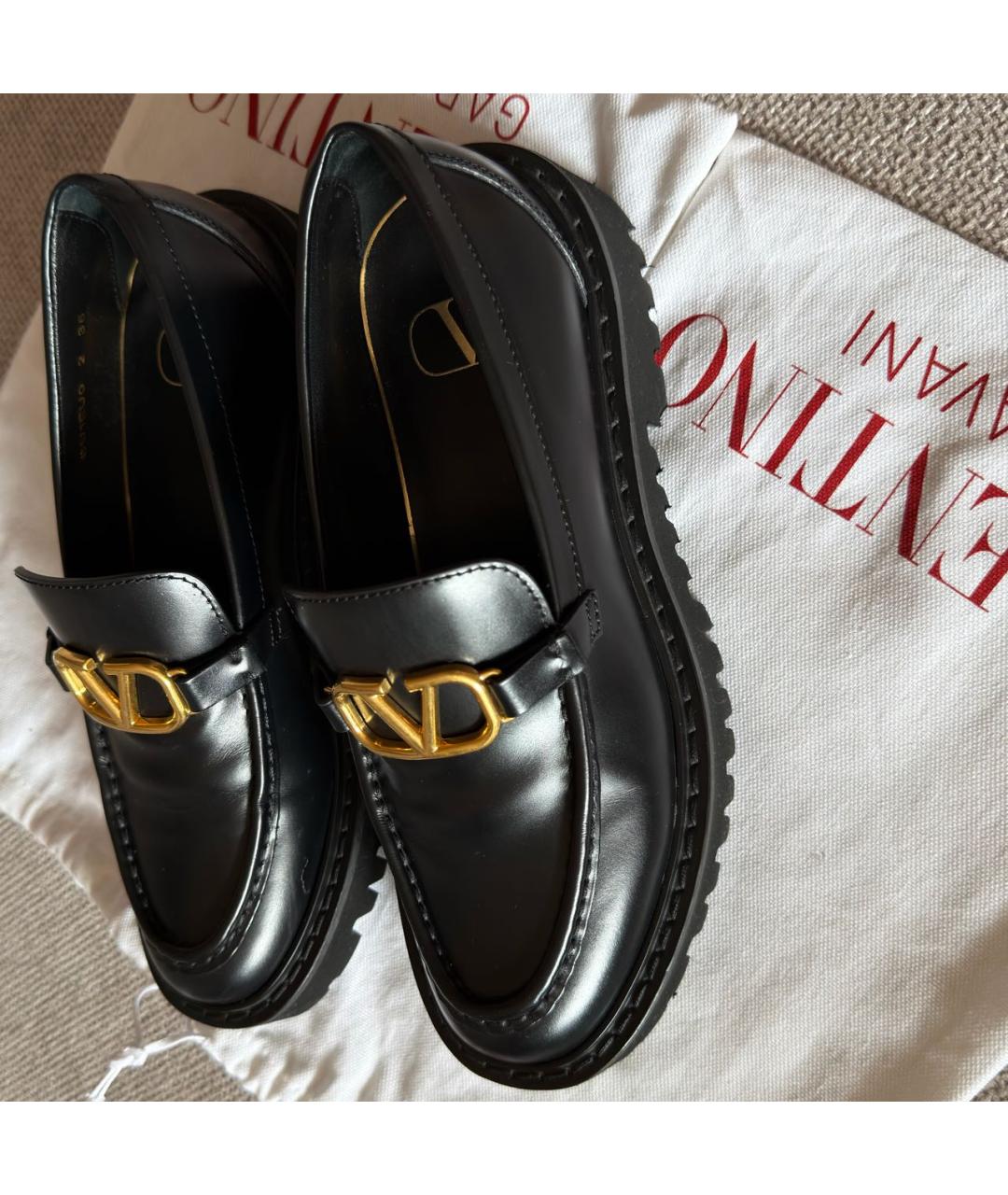 VALENTINO Черные кожаные лоферы, фото 4