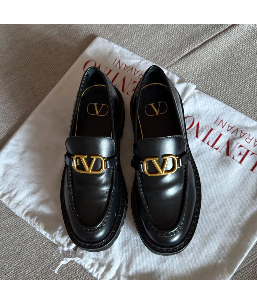 VALENTINO Черные кожаные лоферы, фото 3