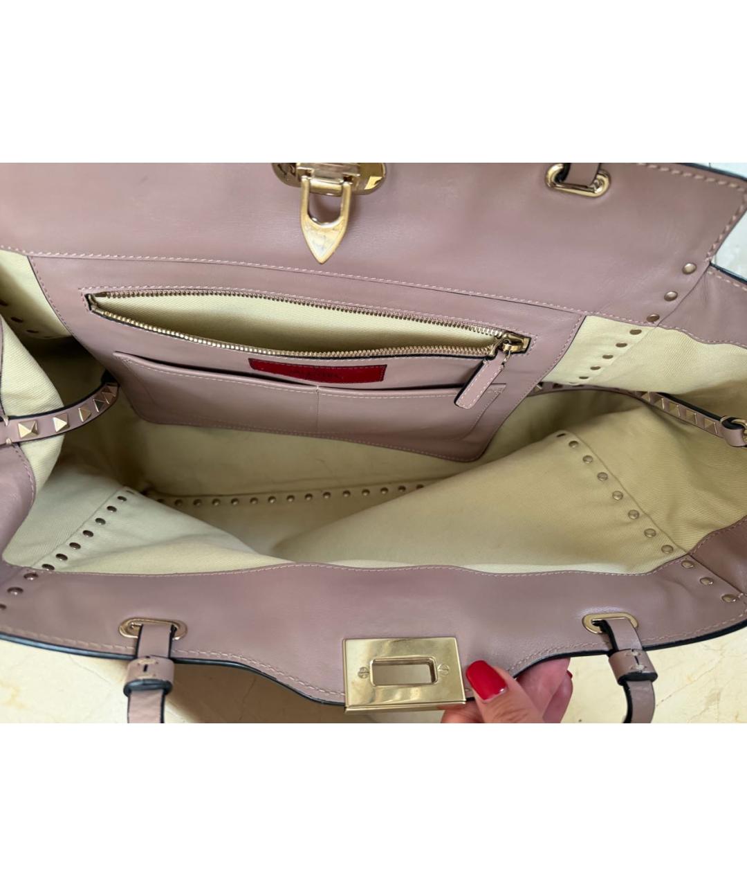 VALENTINO Розовая кожаная сумка тоут, фото 4