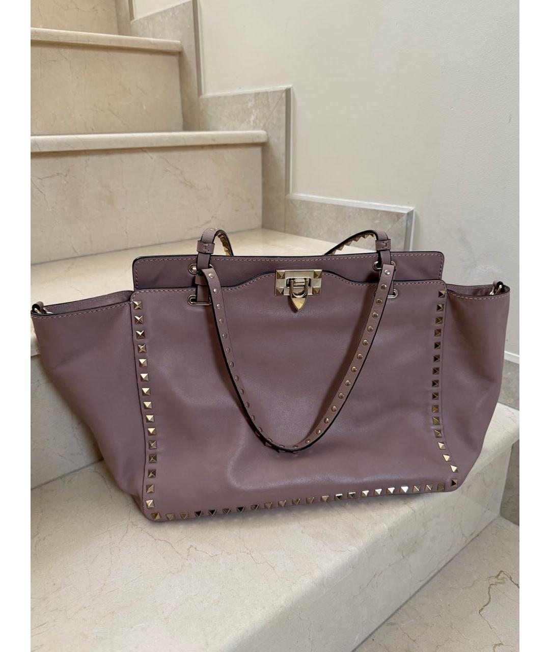 VALENTINO Розовая кожаная сумка тоут, фото 5