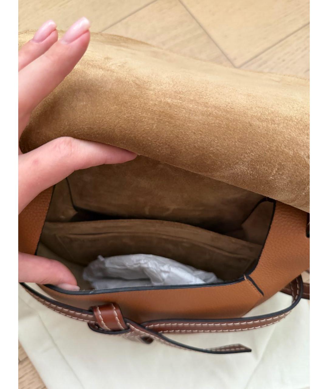 LOEWE Коричневая кожаная сумка через плечо, фото 3