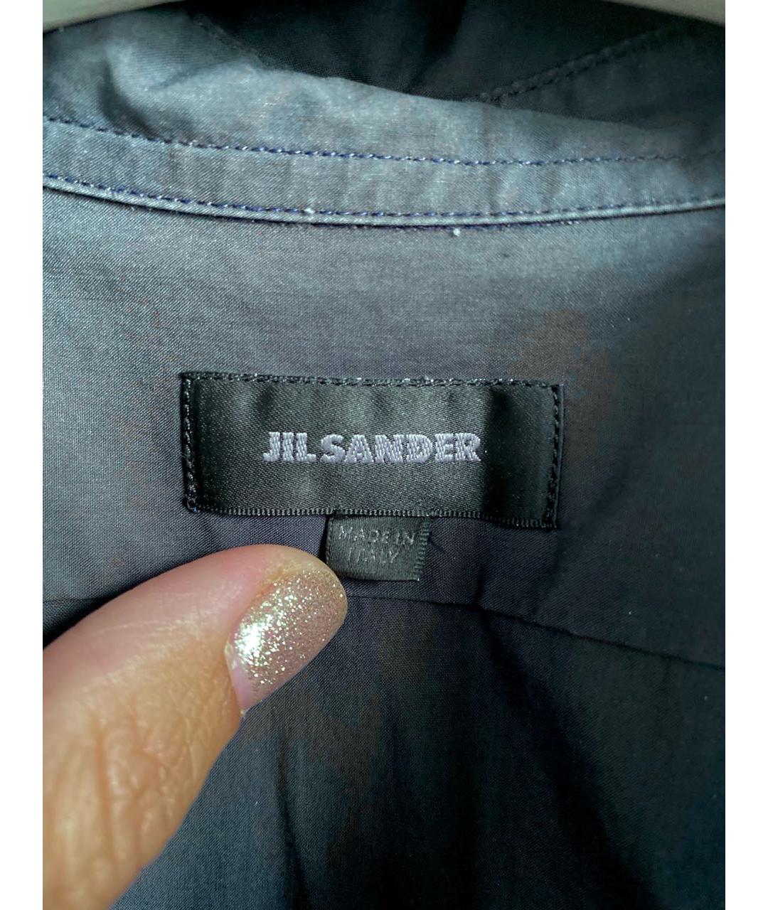 JIL SANDER Темно-синяя хлопковая кэжуал рубашка, фото 2