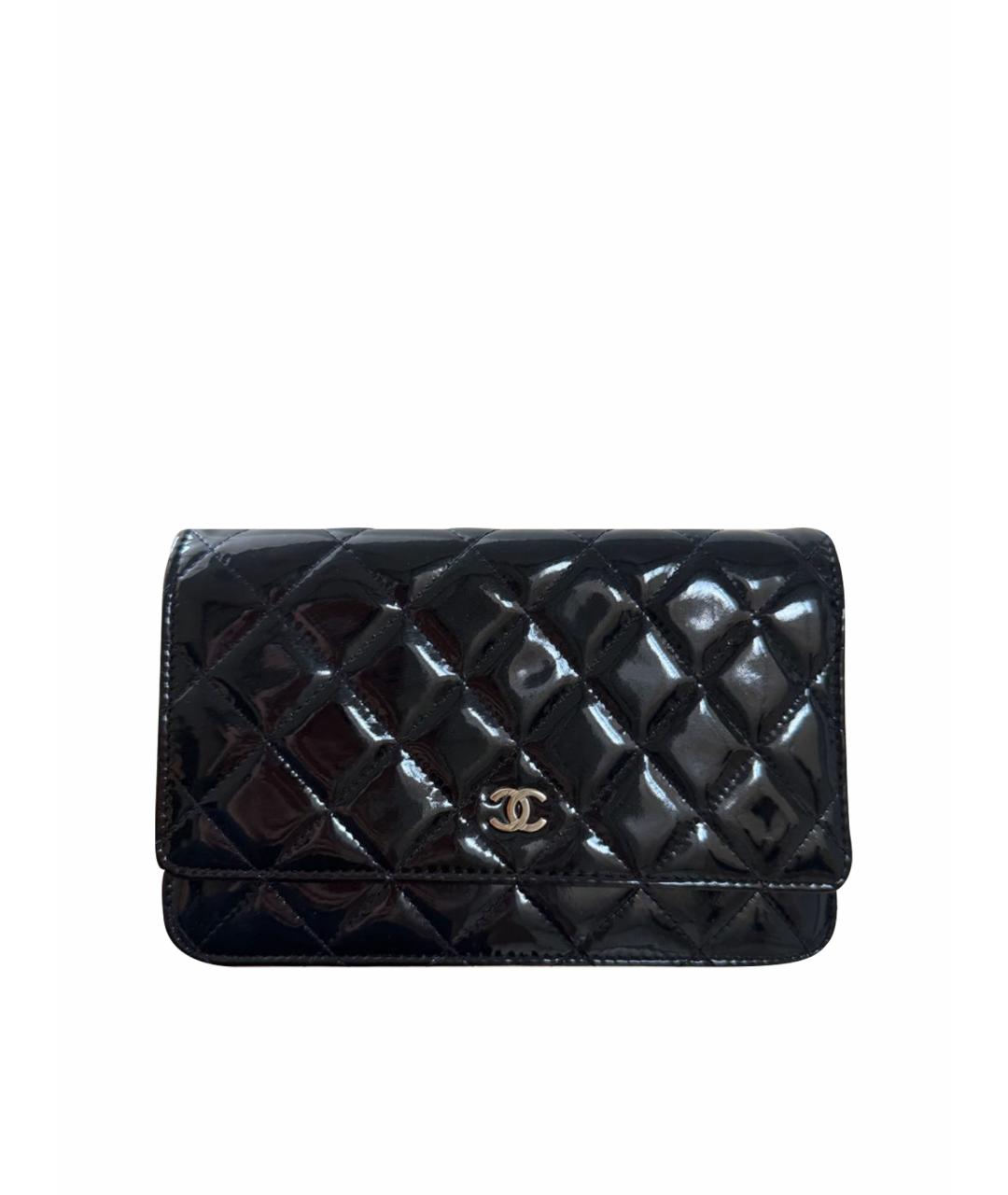 CHANEL Темно-синяя сумка через плечо из лакированной кожи, фото 1
