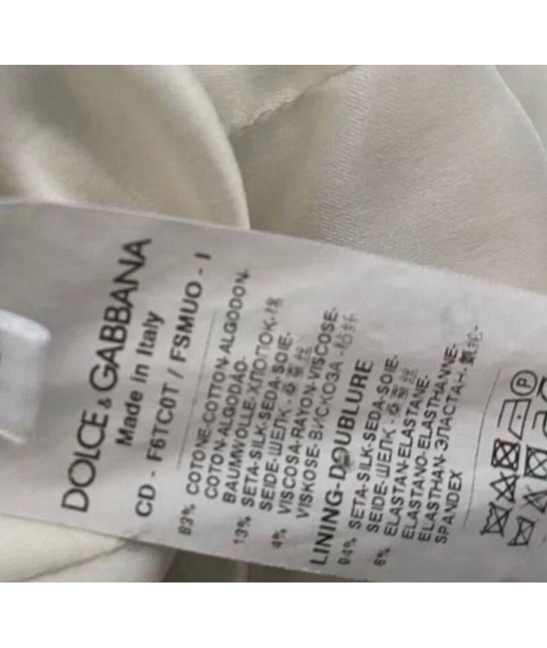 DOLCE&GABBANA Белое вискозное коктейльное платье, фото 7