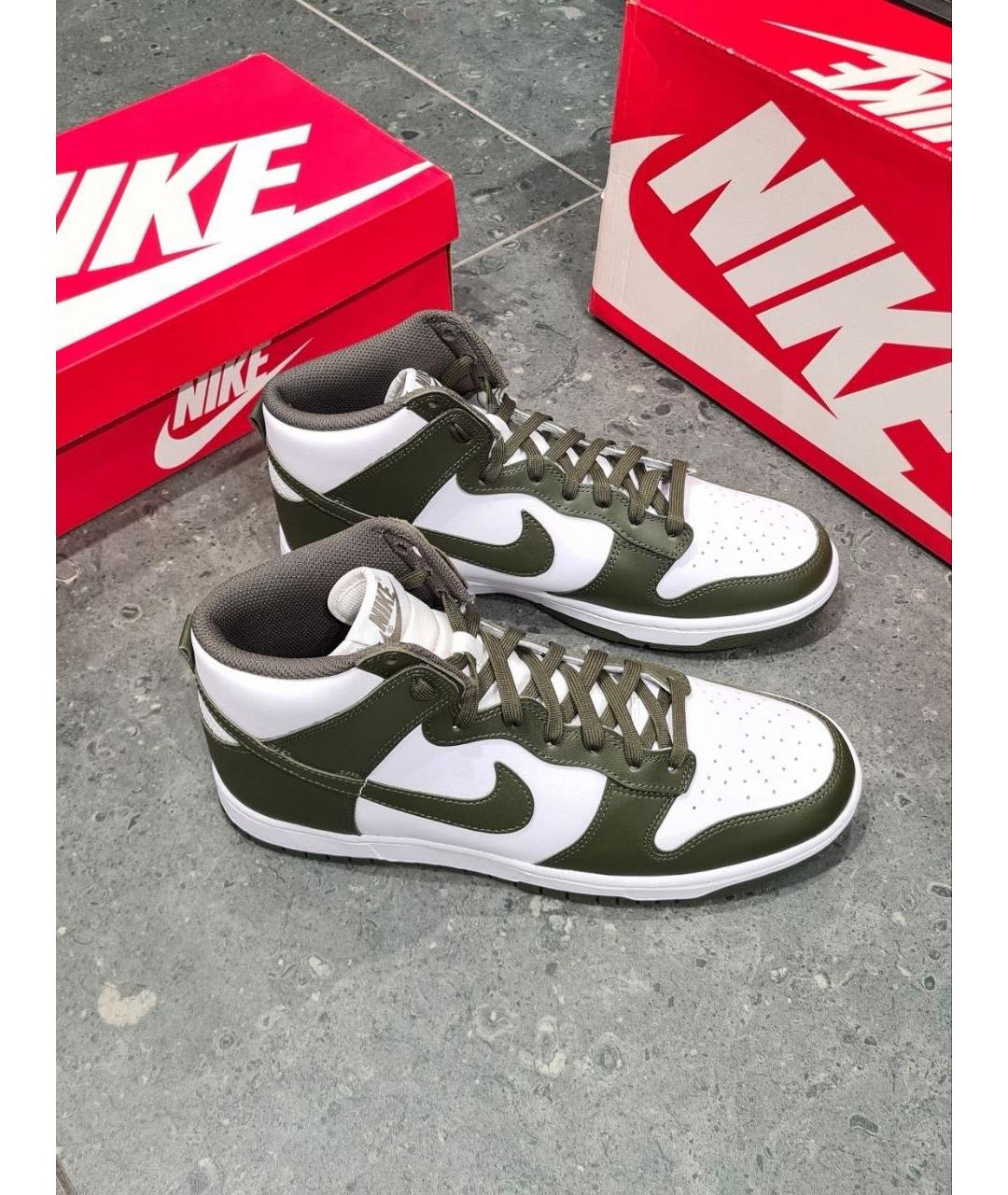 NIKE Хаки кожаные высокие кроссовки / кеды, фото 6