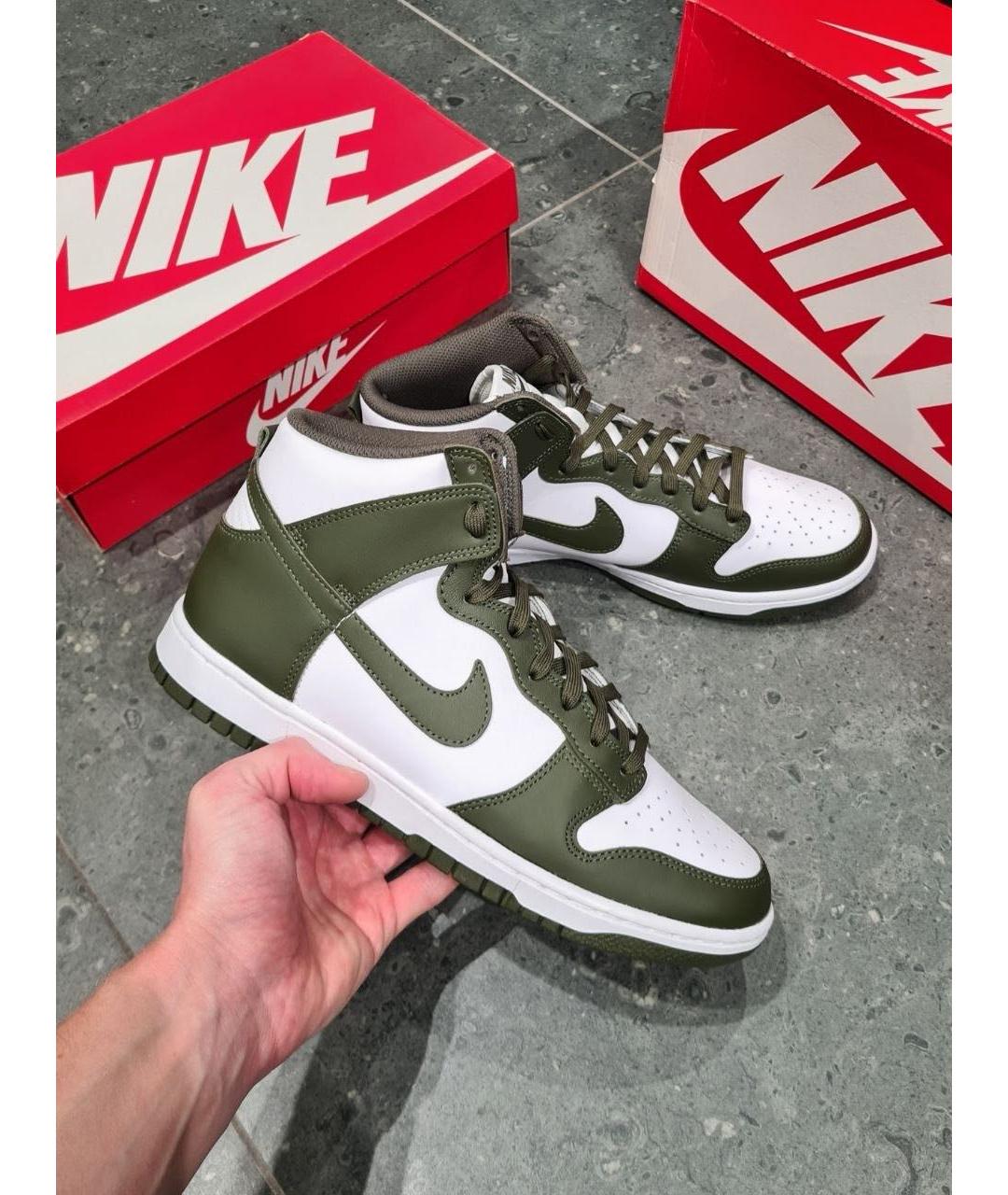 NIKE Хаки кожаные высокие кроссовки / кеды, фото 3