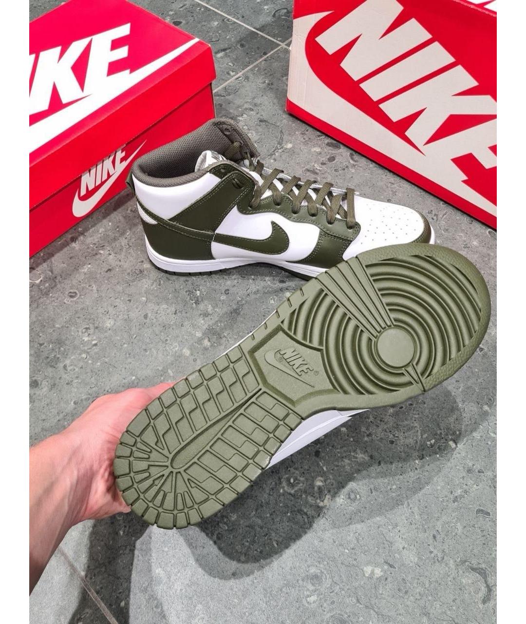 NIKE Хаки кожаные высокие кроссовки / кеды, фото 5