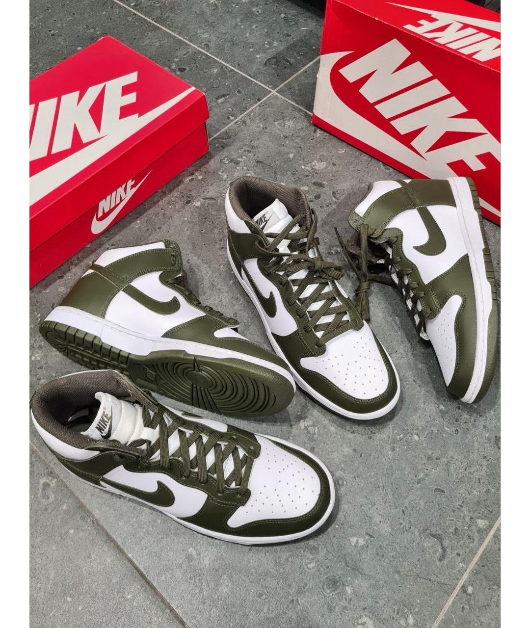NIKE Хаки кожаные высокие кроссовки / кеды, фото 2