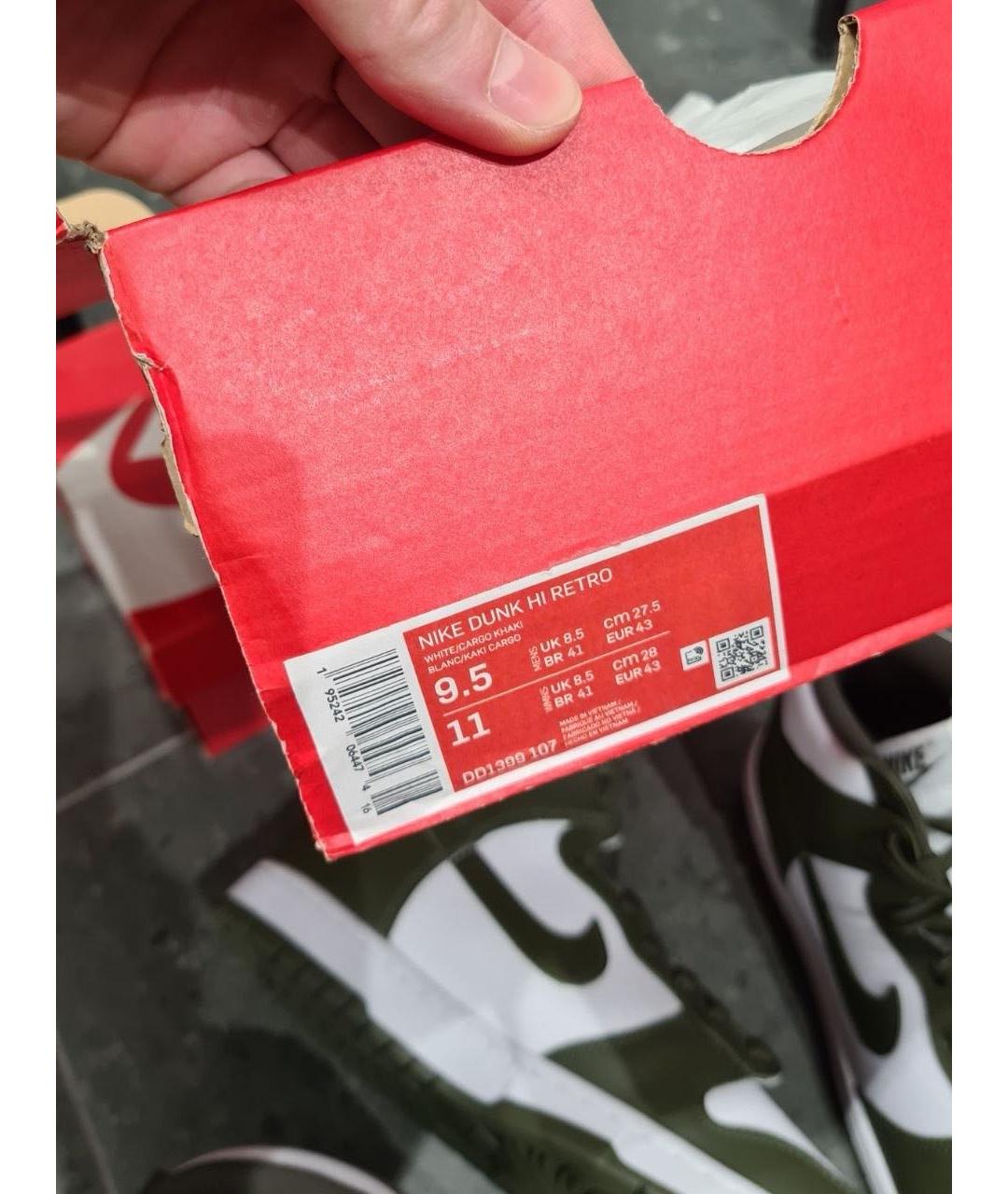 NIKE Хаки кожаные высокие кроссовки / кеды, фото 7