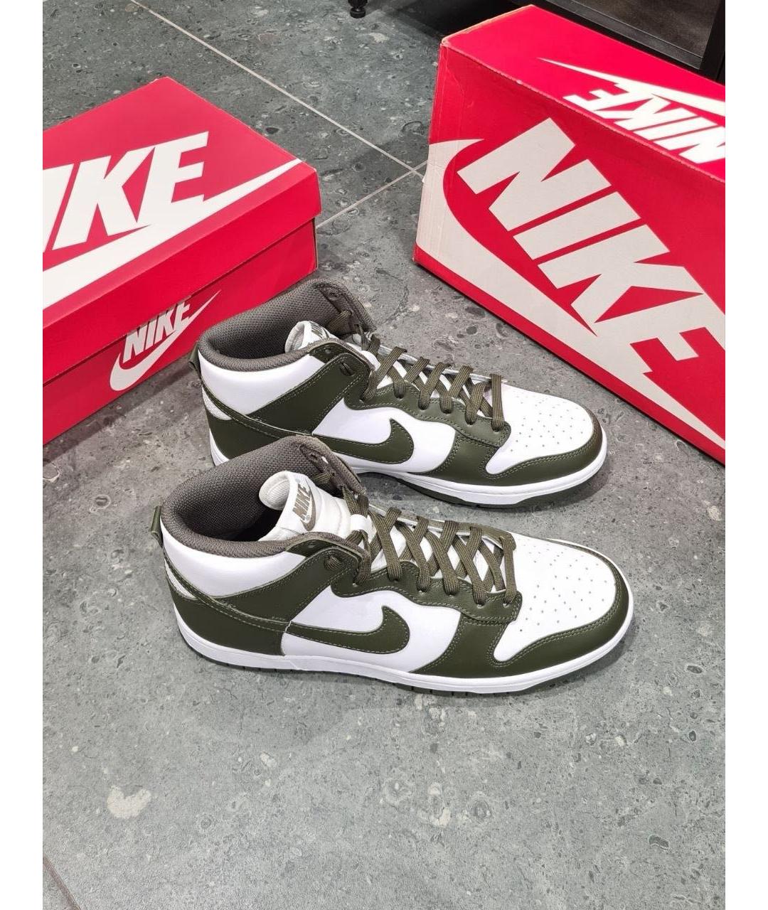 NIKE Хаки кожаные высокие кроссовки / кеды, фото 9