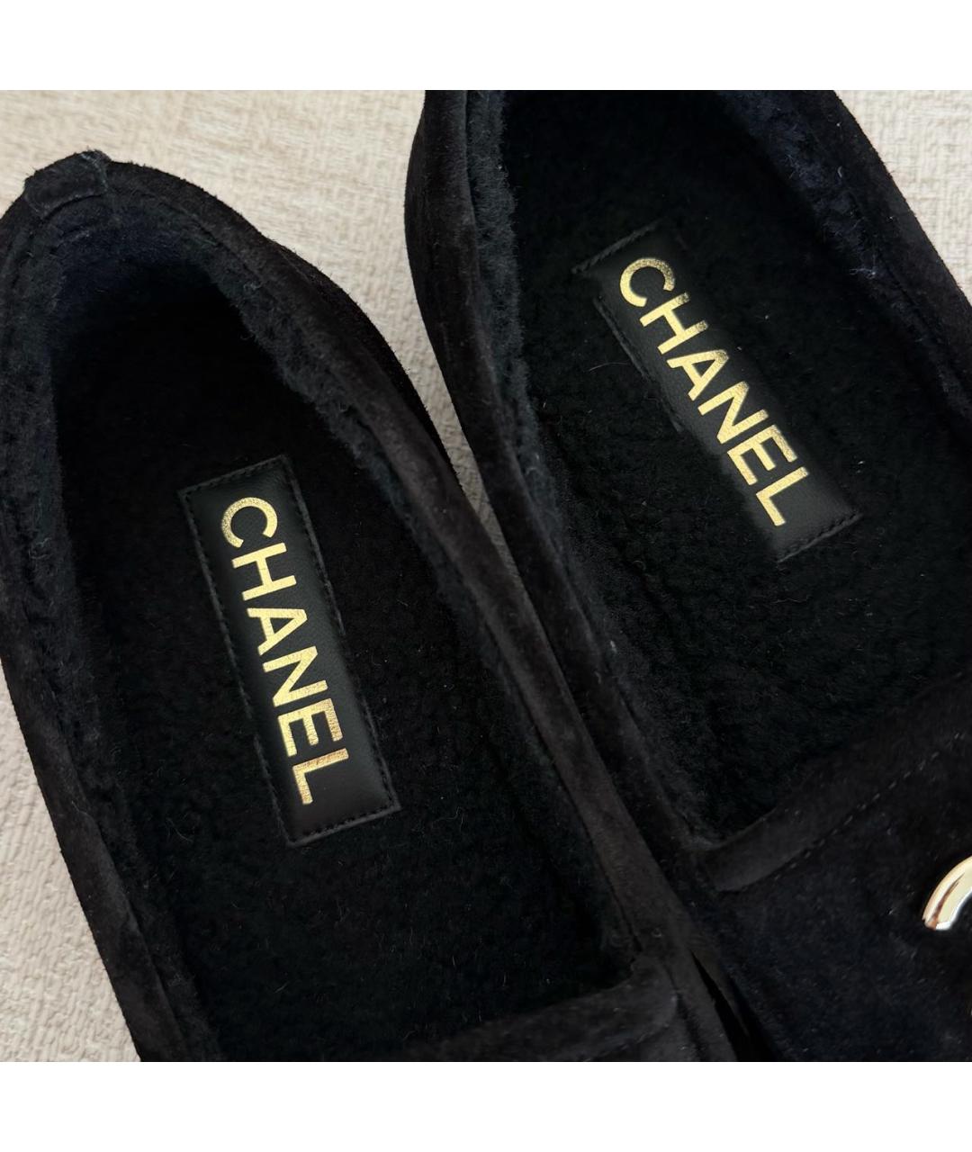 CHANEL Черные замшевые лоферы, фото 5