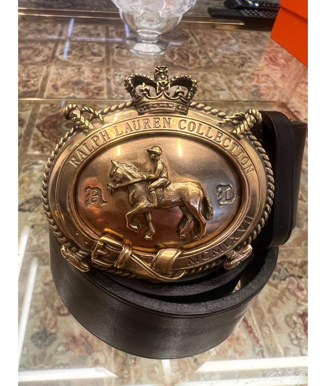 RALPH LAUREN COLLECTION Черный кожаный ремень, фото 5