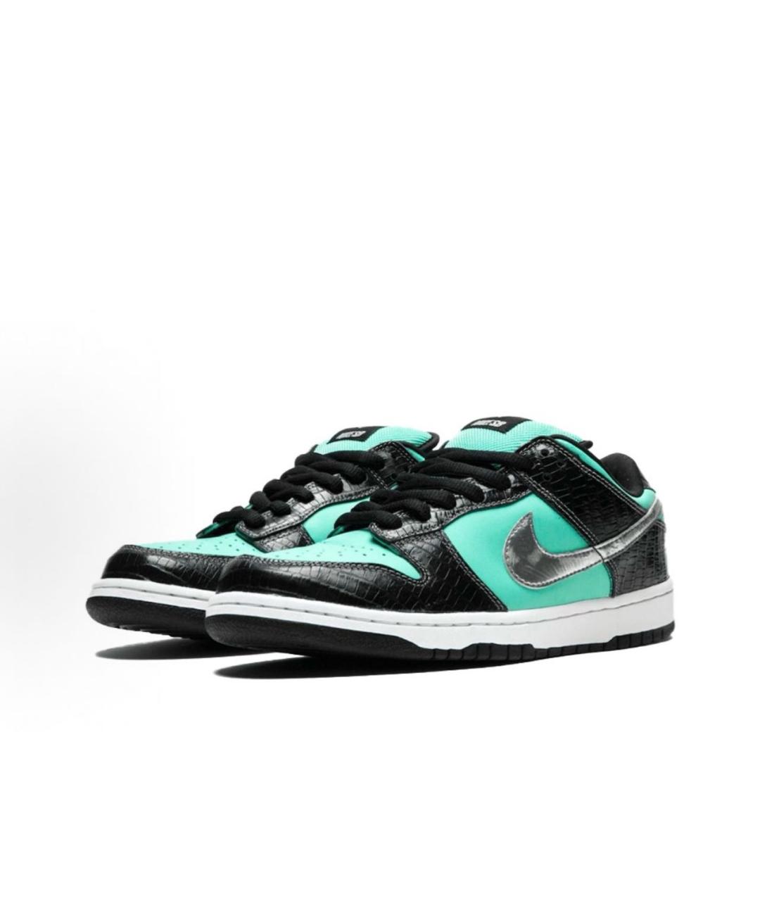 NIKE Бирюзовые кожаные низкие кроссовки / кеды, фото 2