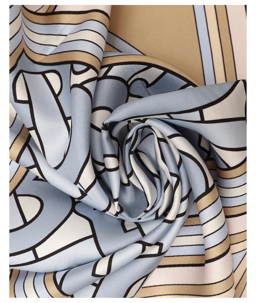 BURBERRY Голубой шелковый платок, фото 6