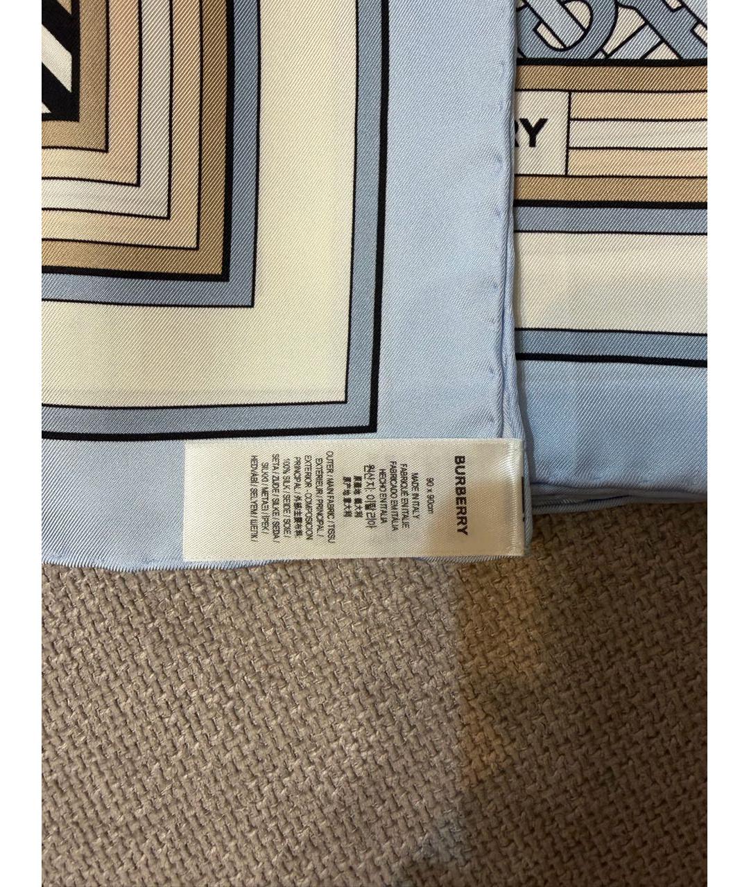 BURBERRY Голубой шелковый платок, фото 7
